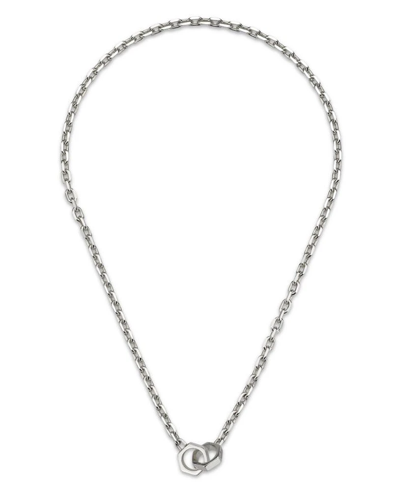 Sterling Silver Trademark Hexagon Interlocking Links Statement Necklace, 20"