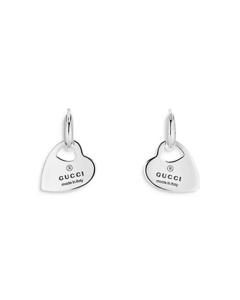 Sterling Silver Trademark Heart Drop Earrings