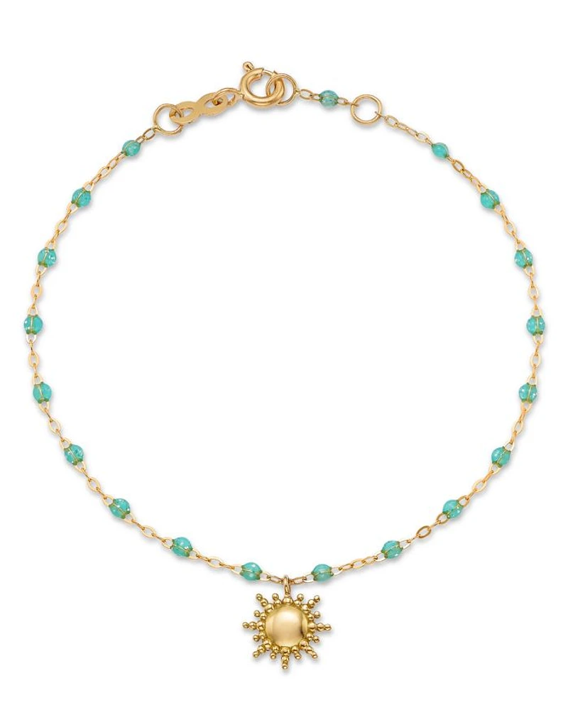 18K Yellow Gold Classic Sun & Resin Bead Link Bracelet