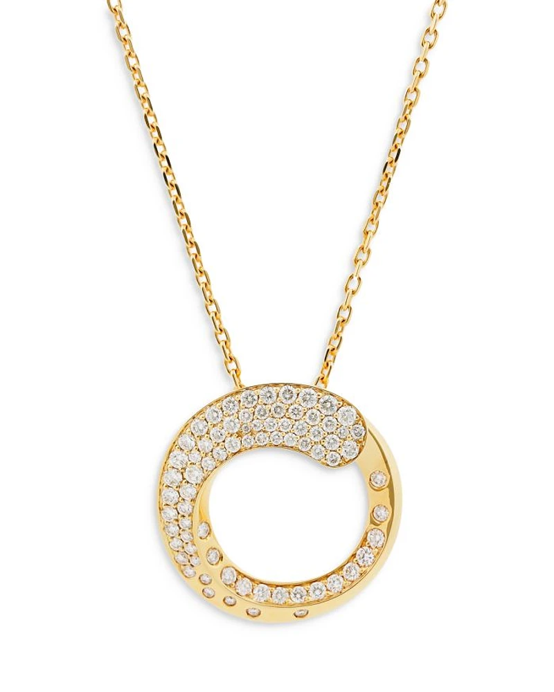 18K Yellow Gold Like Diamond Pavé Circle Pendant Necklace, 14-16" - Exclusive