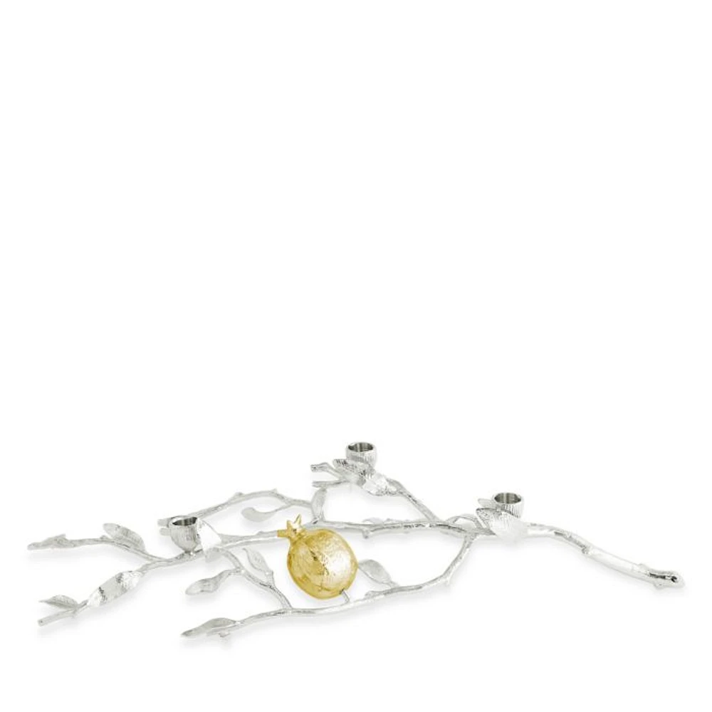 Pomegranate Silver and Gold Tone Low Candleholder