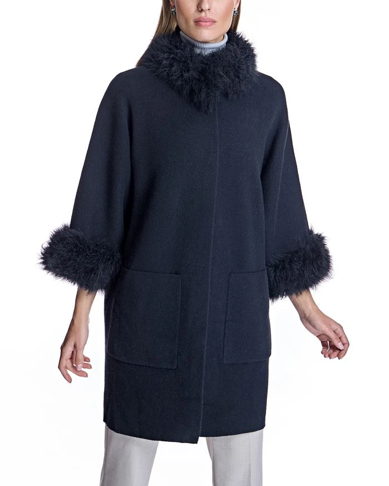 Cashmere Kimono with Goat Trim