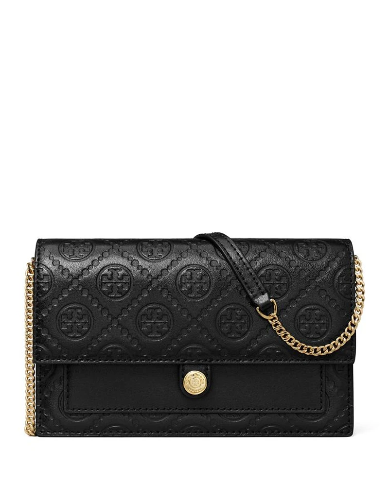 T Monogram Leather Chain Wallet