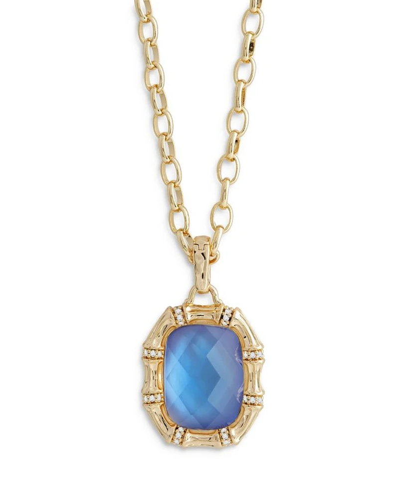 Bamboo Stone Pendant Necklace in 18K Gold Plated