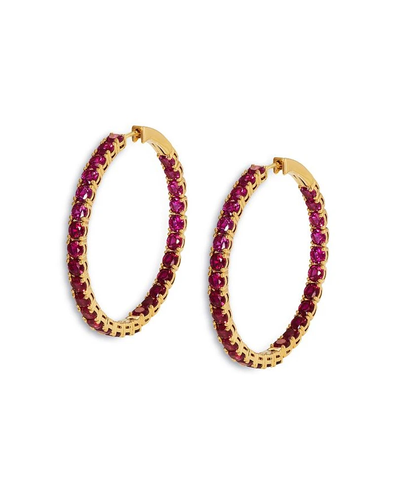 Cubic Zirconia Inside Out Medium Hoop Earrings