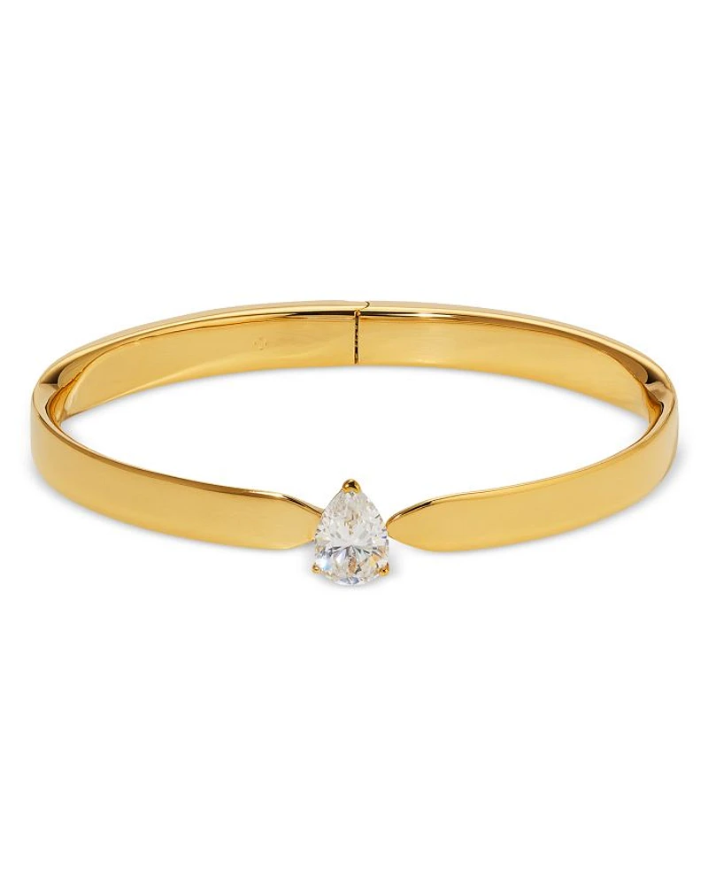 Cubic Zirconia Pear Solitaire Bangle Bracelet