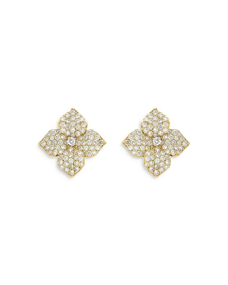 18K Yellow Gold Small Fiore Earrings with Diamonds, 1.47 tcw