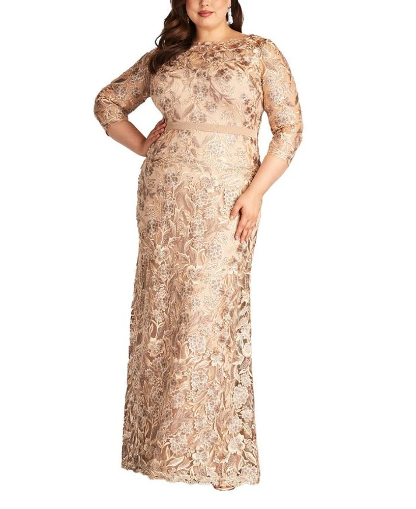 Plus Marcel Embroidered Illusion Gown
