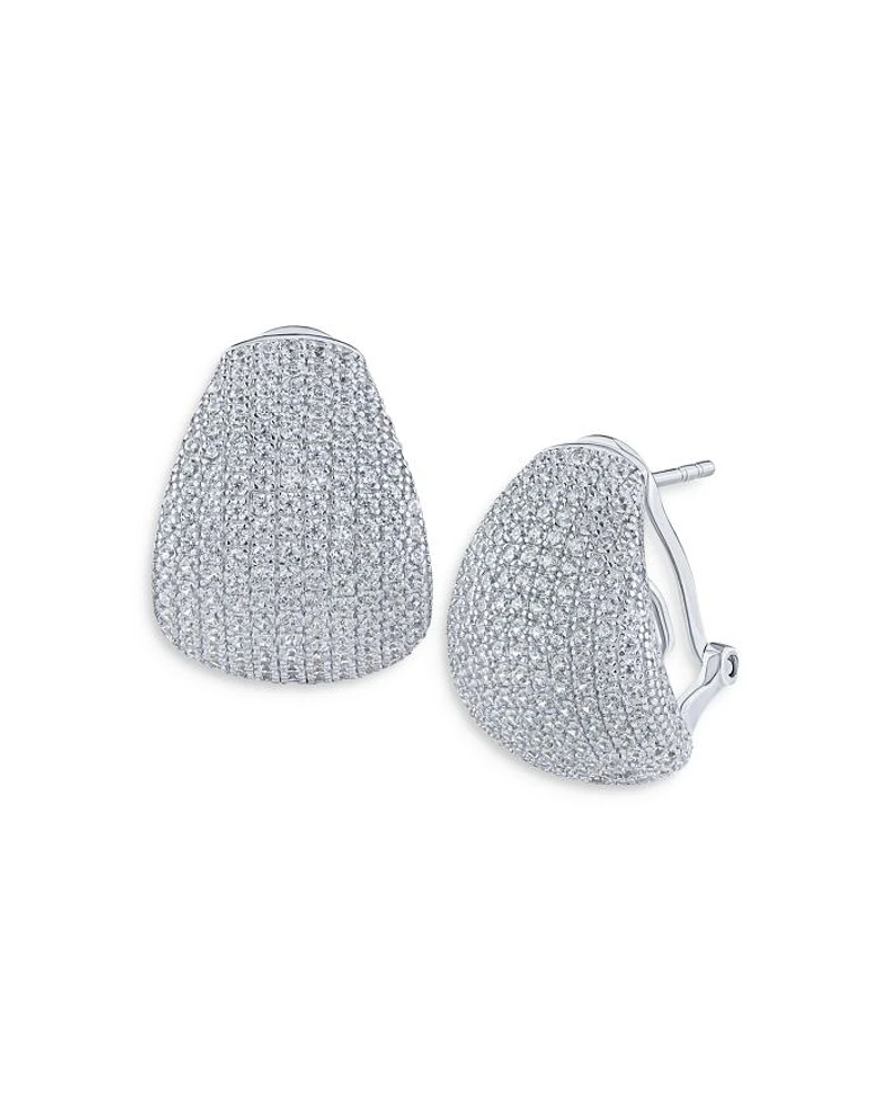 Pavé Tear Shape Drop Earrings in Rhodium Plated