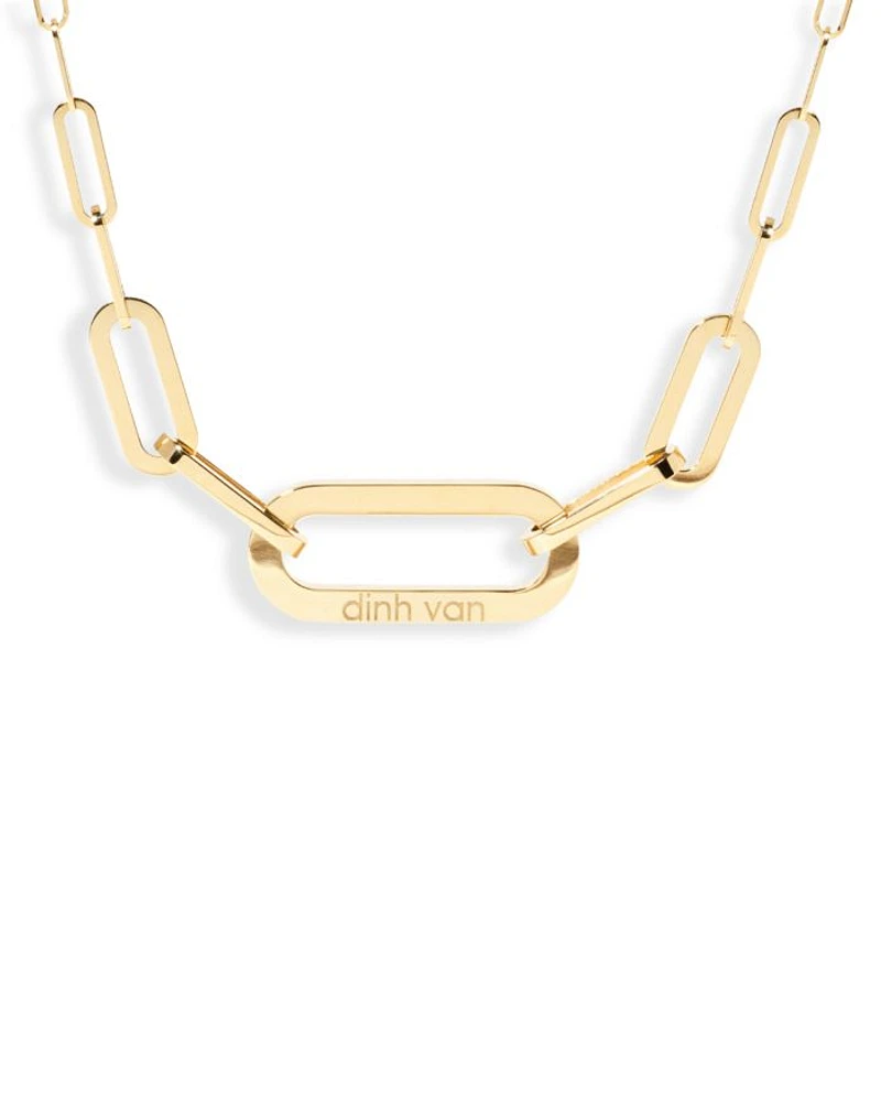 18K Yellow Gold Maillon Polished Logo Link Statement Necklace, 17.72"