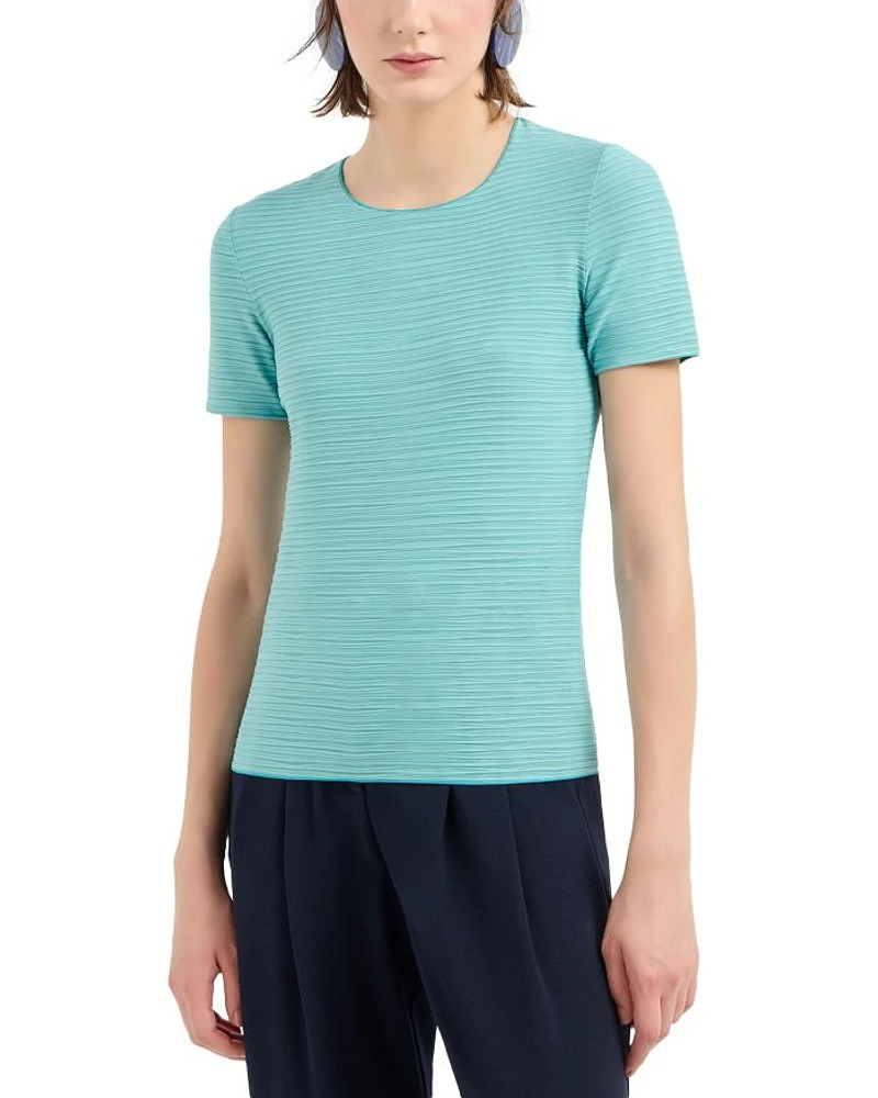 Stretch Jacquard Jersey Short Sleeve Top