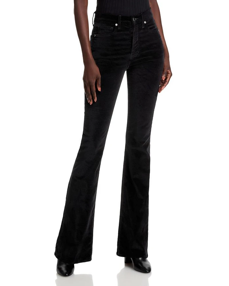 Beverly High Rise Velveteen Skinny Flare Jeans Black