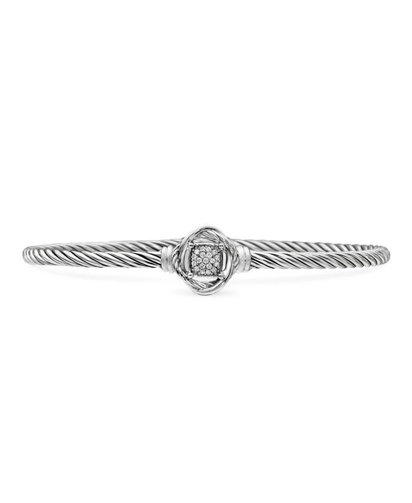 Infinity Bracelet Sterling Silver with Diamonds, 3mm