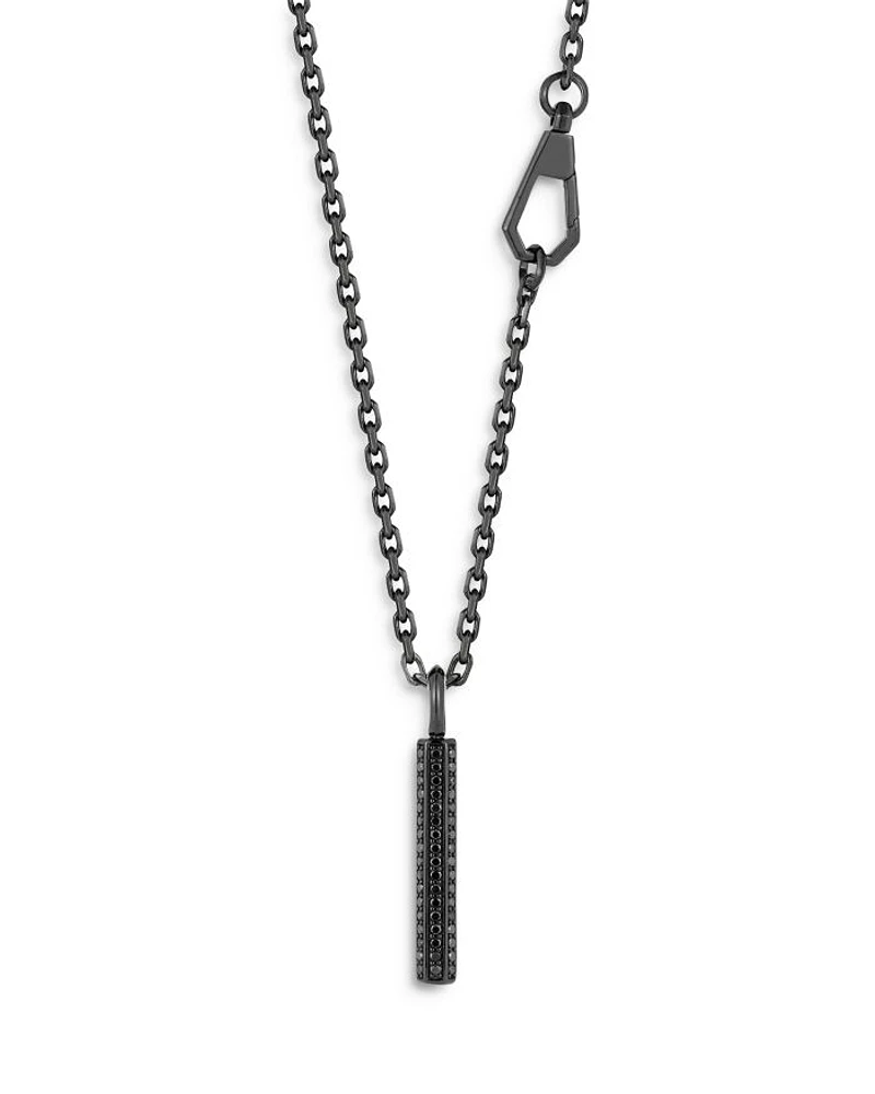 Grant 18K Black Gold Black Diamond Hexagon Bar Pendant
