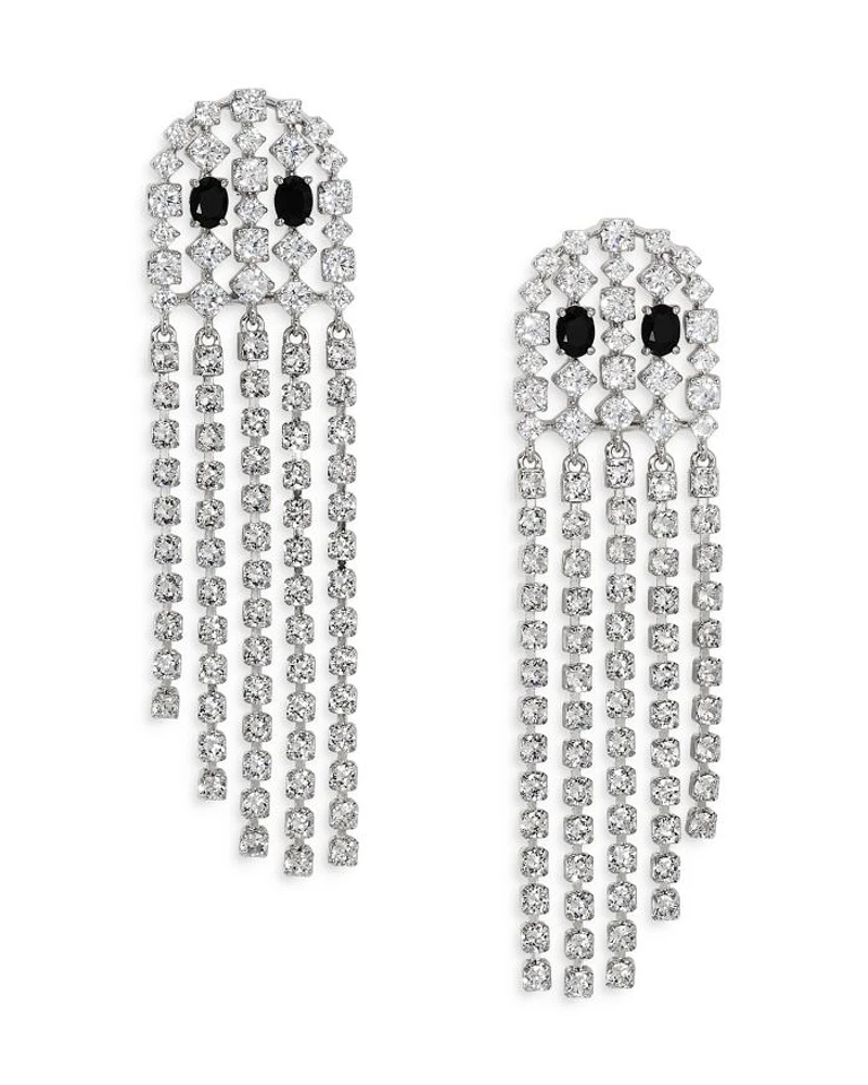 Haunt Couture Cubic Zirconia Ghost Fringe Drop Earrings