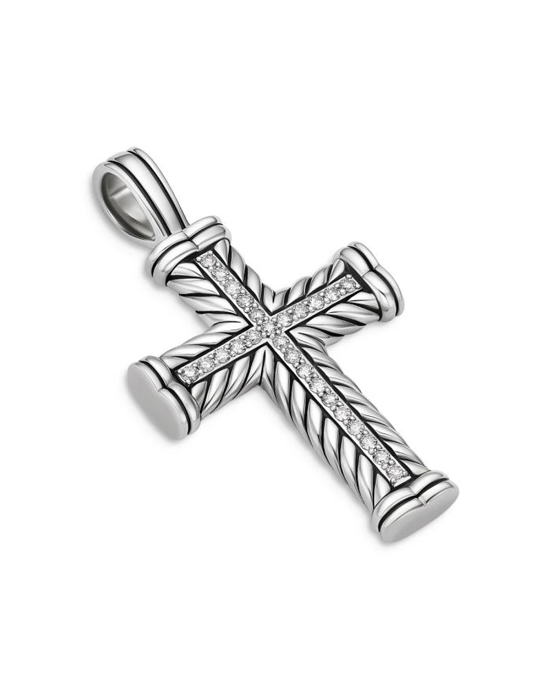 Chevron Cross Pendant in Sterling Silver, 41.5mm