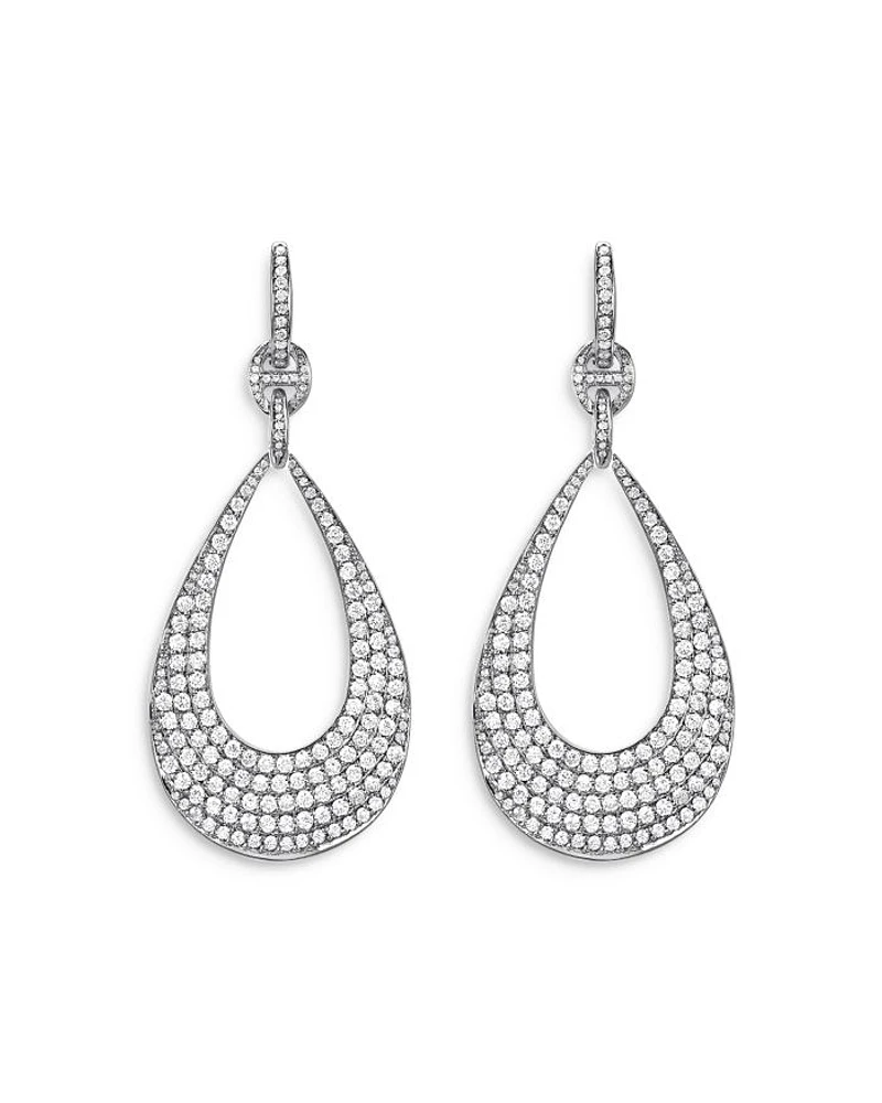 18K White Gold Pavé Drop Earrings