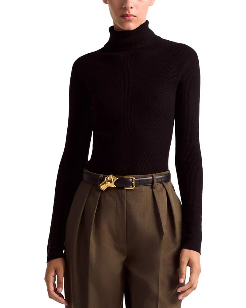 Demi Cashmere Ribbed Turtleneck Sweater