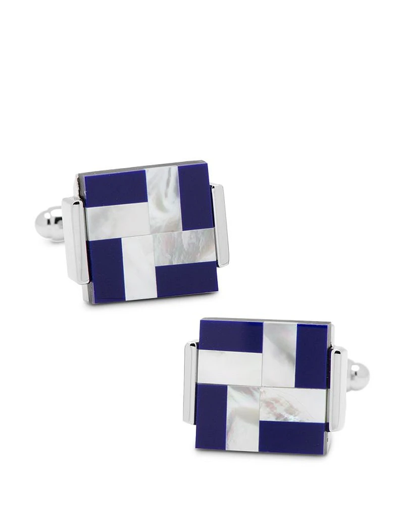 Mother of Pearl and Lapis Blue Windmill Square Cufflinks