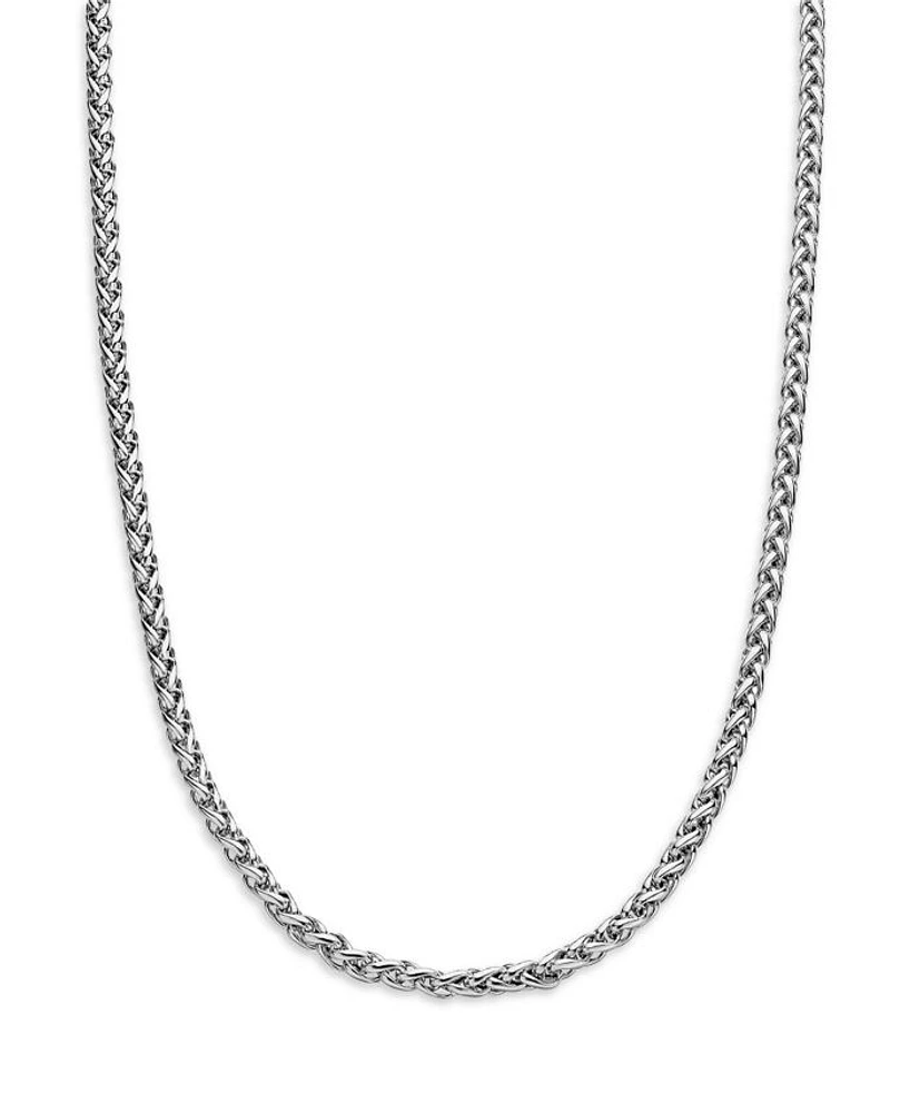 Men's Sterling Silver Wheat Chain Necklace 24", 4mm