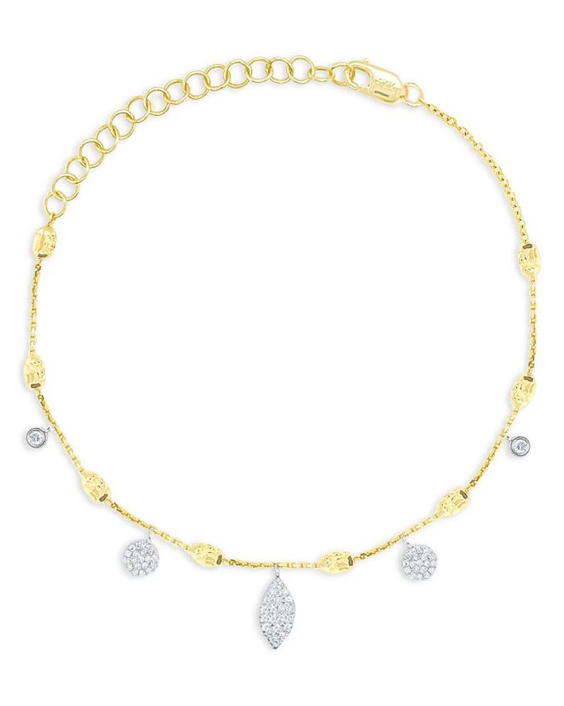 Two Tone Gold Pavé Diamond Charm Bracelet, 0.16 tcw