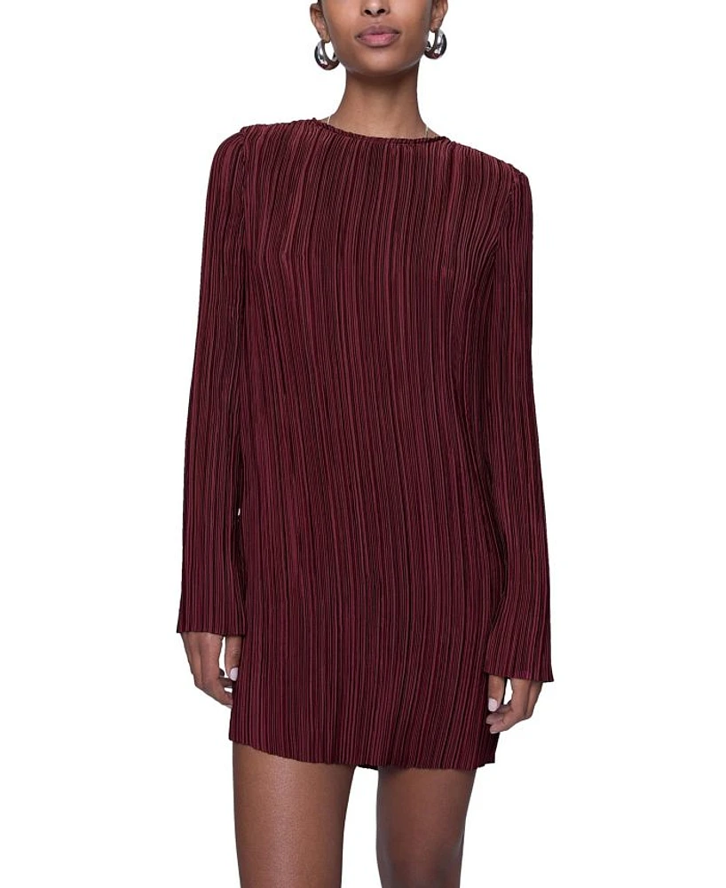 Iris Pleated Long Sleeve Mini Dress