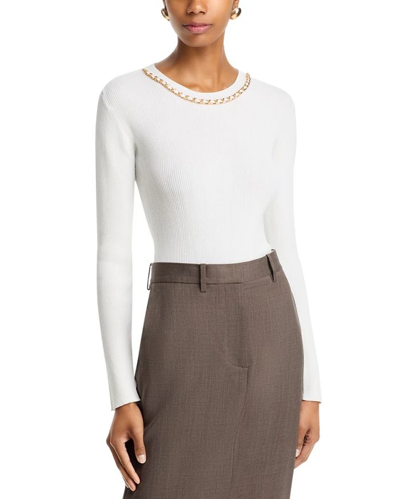 Elda Chain Crewneck Pullover Sweater
