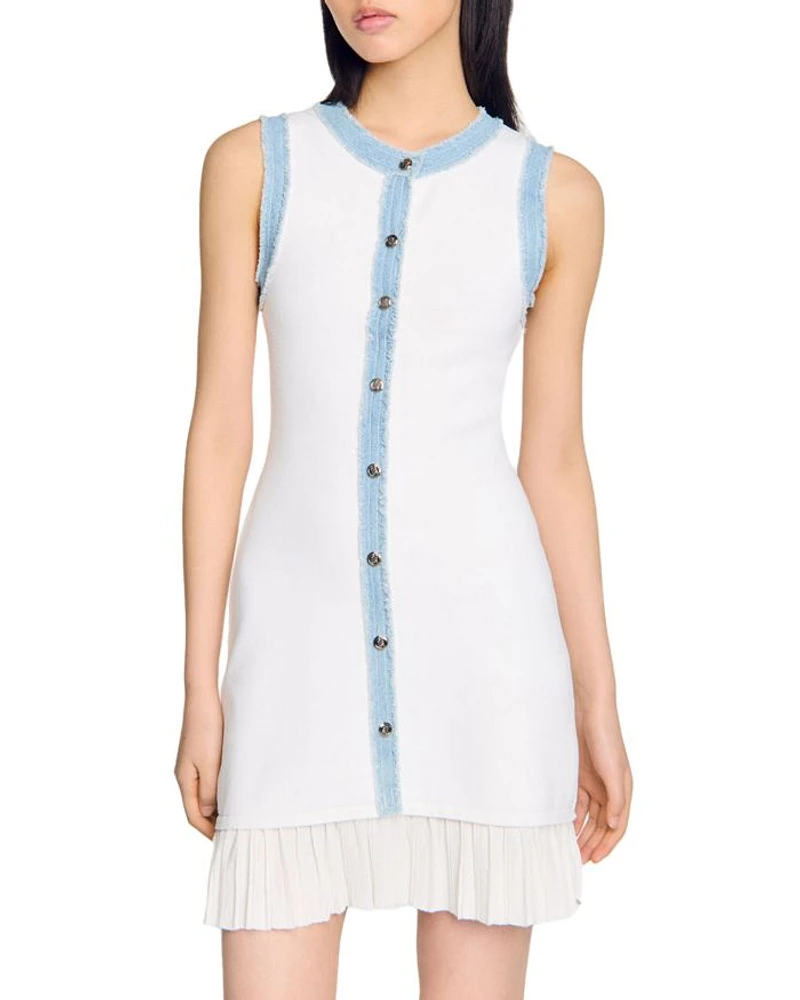 Short Knit Dress with Ruffles