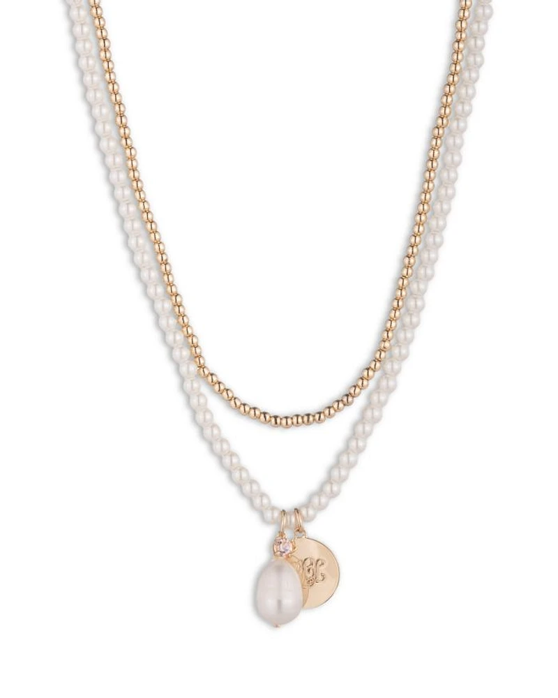 Pink Crystal, Imitation & Cultured Freshwater Pearl Layered Pendant Necklace, 16"