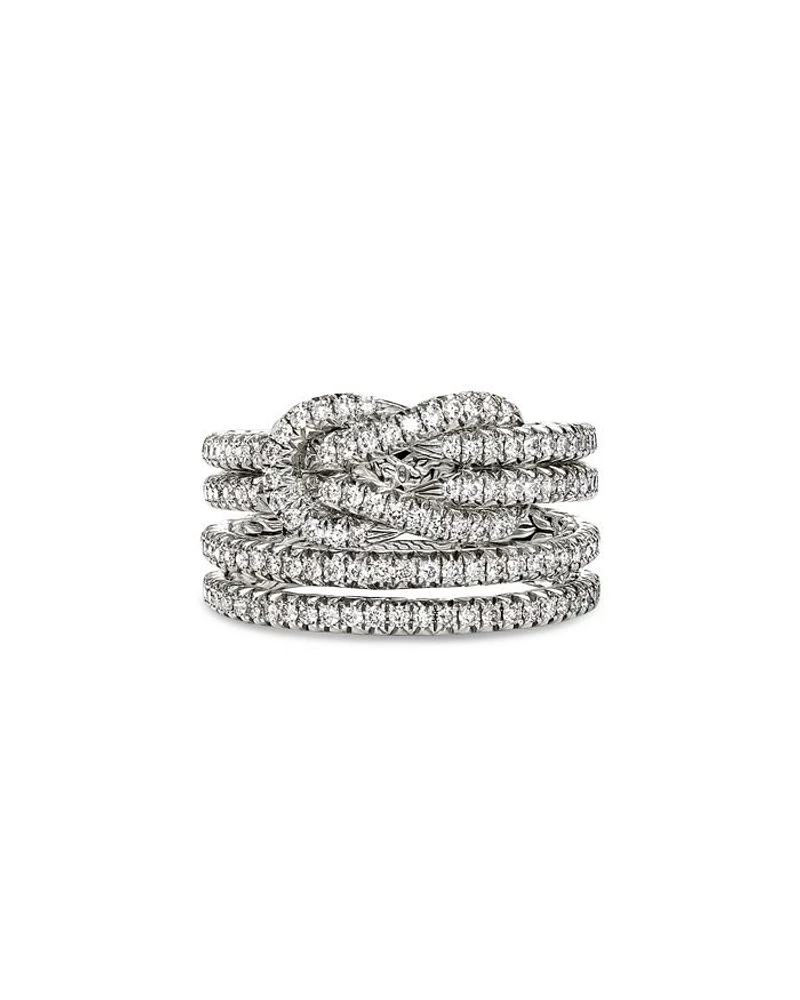 Sterling Silver Love Knot Diamond Multirow Ring