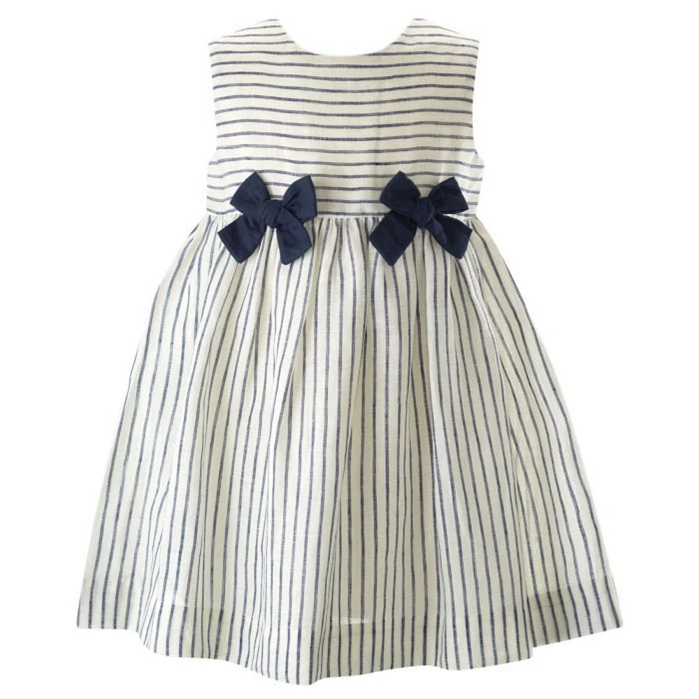 Girls' Stripe Linen Bow Dress & Bloomers - Baby, Little Kid, Big Kid