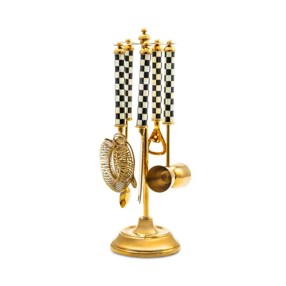 Courtly Check Gold 3260 5-Piece Bar Tool Set with Stand