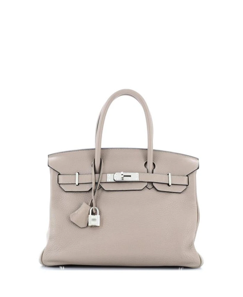 Pre-Owned Hermes Birkin 30 Handbag Grey Clemence with Palladium Hardware