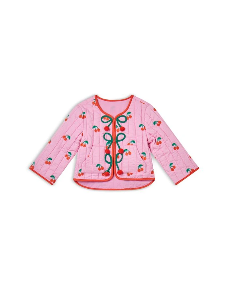 Girls' Cherries Embroidered Quilted Jacket - Baby