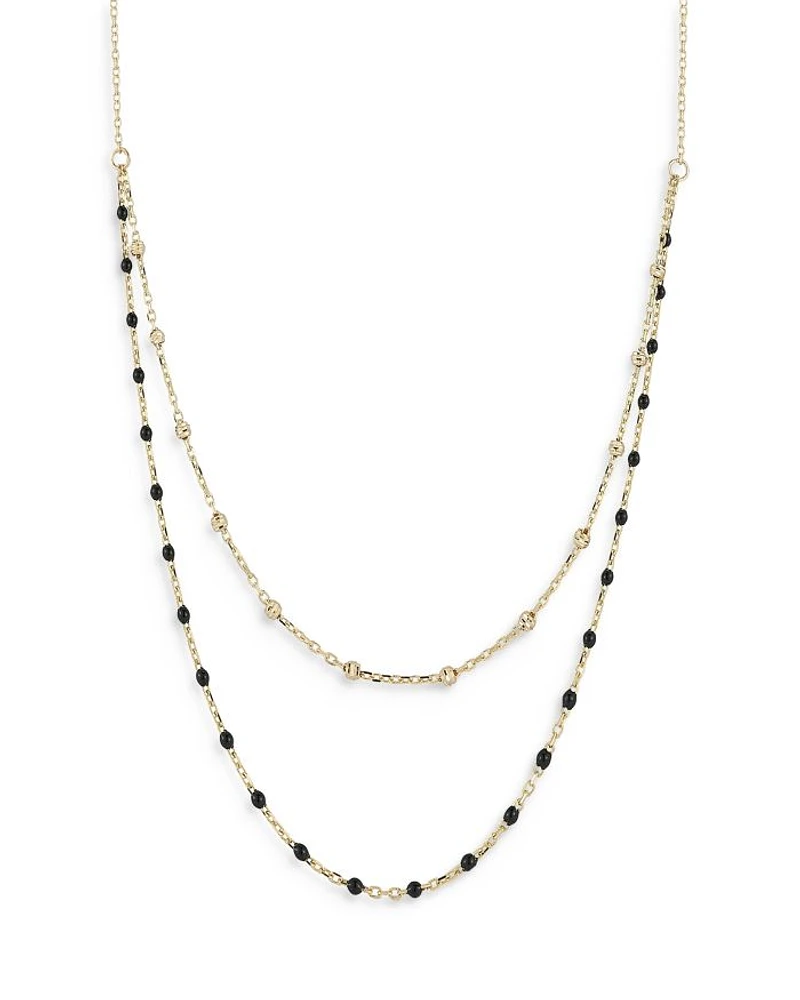 14K Yellow Gold Double Layered Necklace, 16"