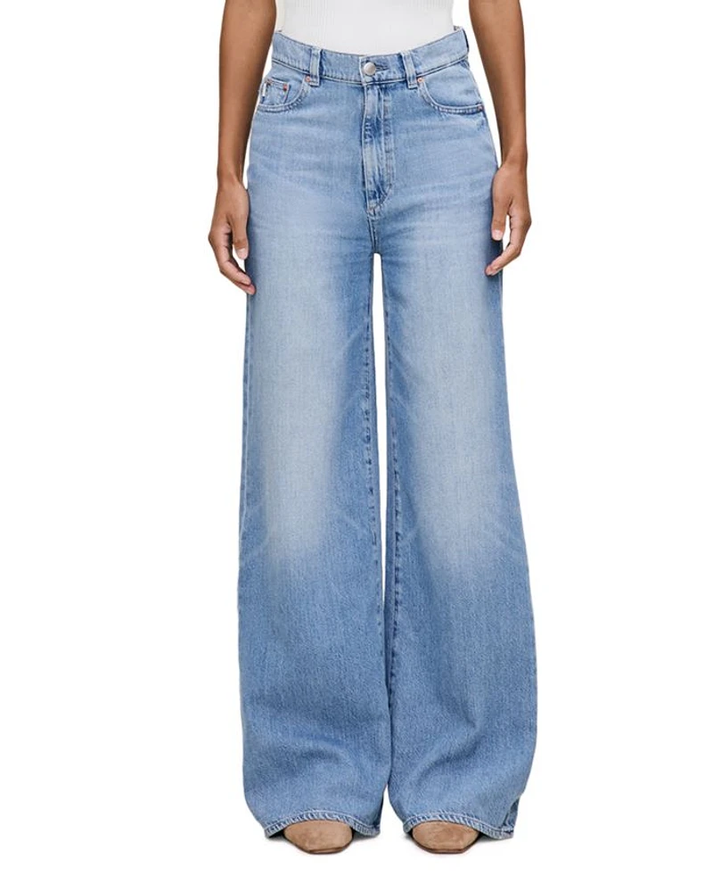 Aura Hepburn Wide Leg High Rise Jeans River Bank