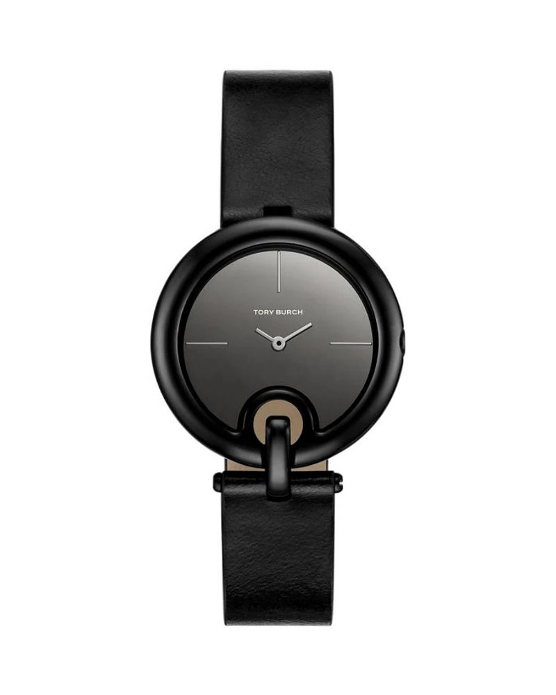 The Pierced Two Hand Black Stainless Steel Watch, 36mm