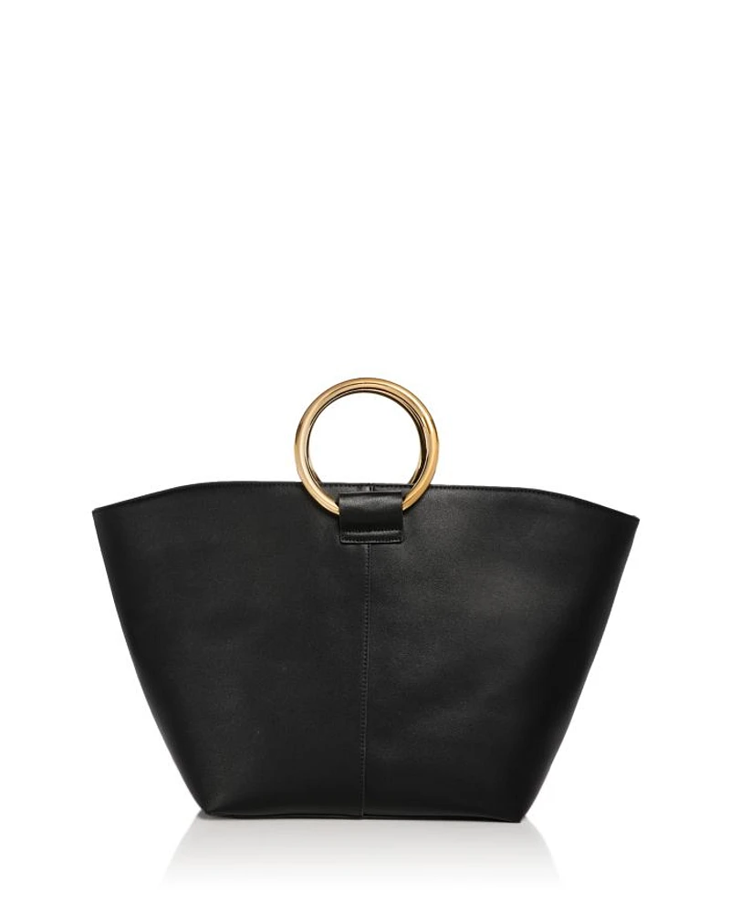 Extra Large Hoop Handle Faux Leather Tote Bag - Exclusive