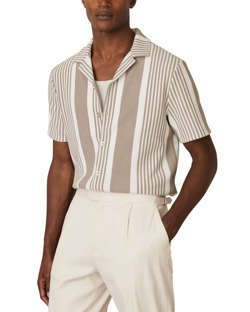 Alcazar Stripe Ribbed Cuban Shirt