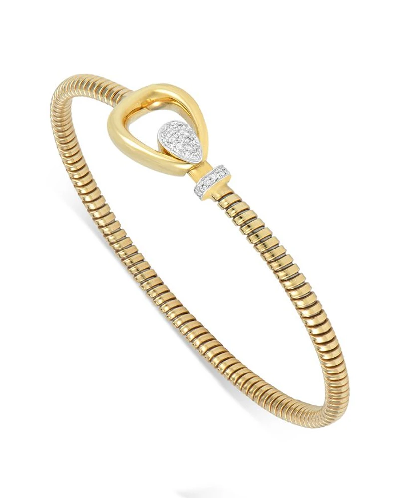 18K Yellow Gold Via Mercanti Tubogas Diamond Accent Bangle Bracelet