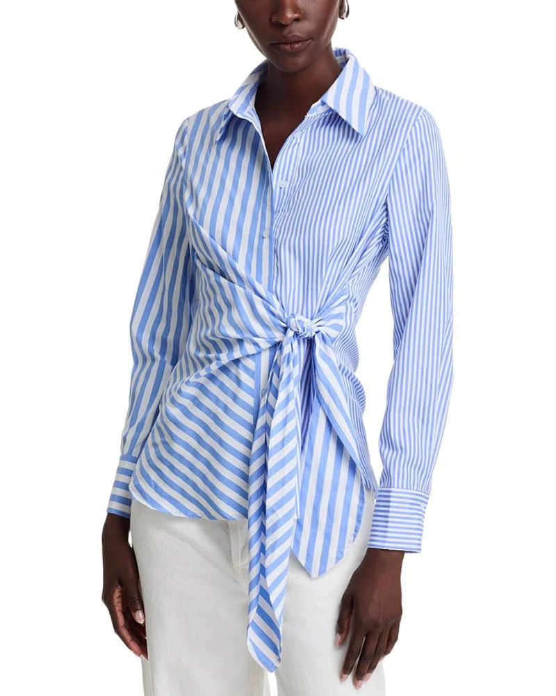 Striped Tie Side Shirt