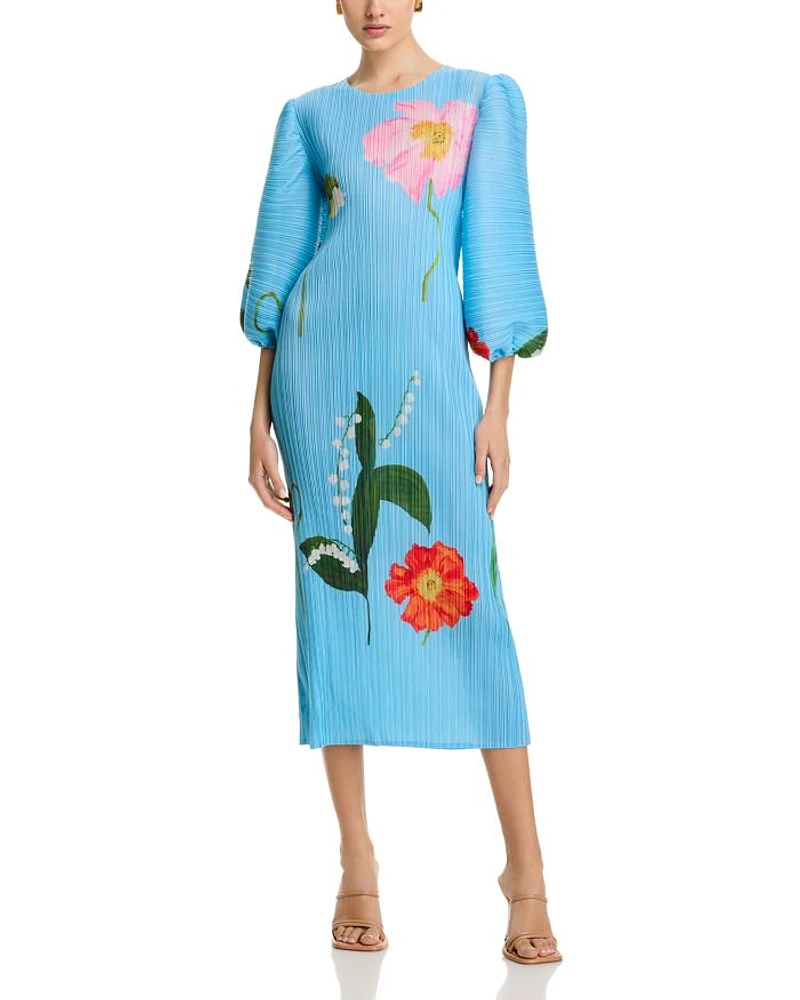 Crinkled Puff Sleeve Dress