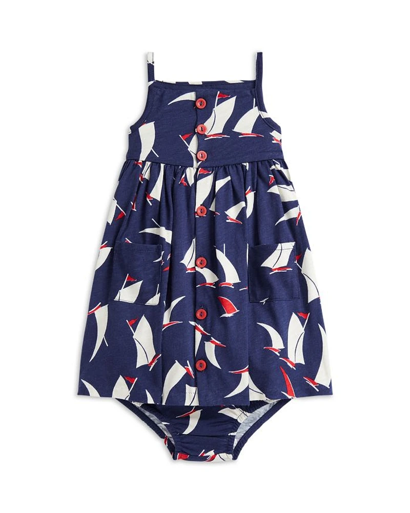 Girls' Sailboat Print Cotton Dress & Bloomer - Baby