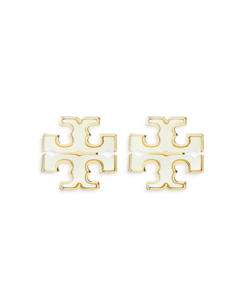 Kira Mother Of Pearl Double T Stud Earrings in Gold Tone