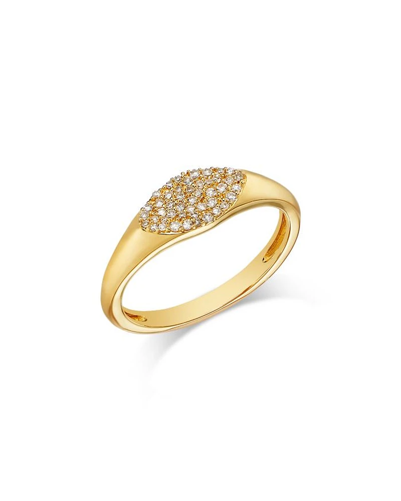 Diamond Pavé Pinky Ring 14K Yellow Gold, 0.10 tcw