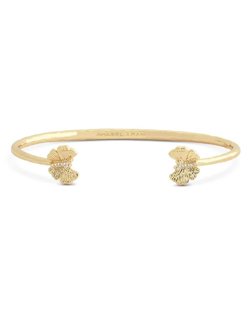 Pavé Butterfly Cuff Bracelet in 18K Gold Plated