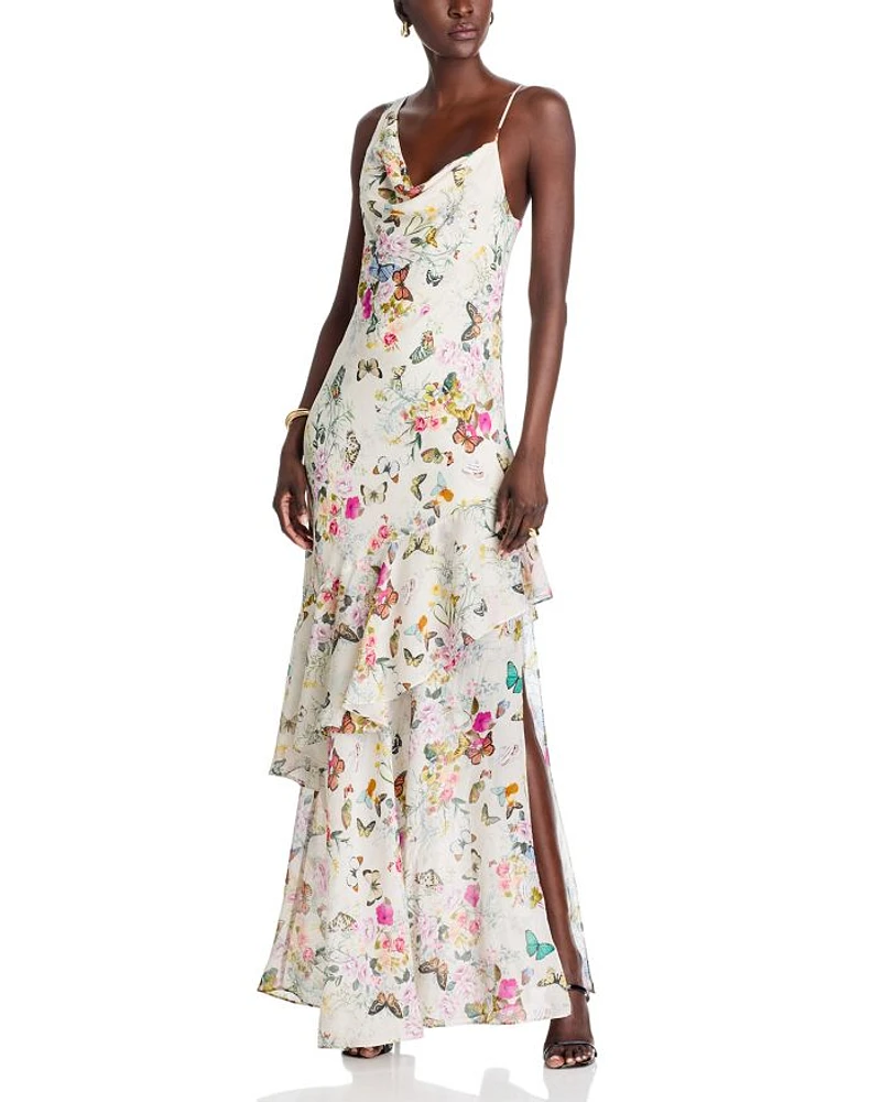 Viola Asymmetric Cowl Neck Gown