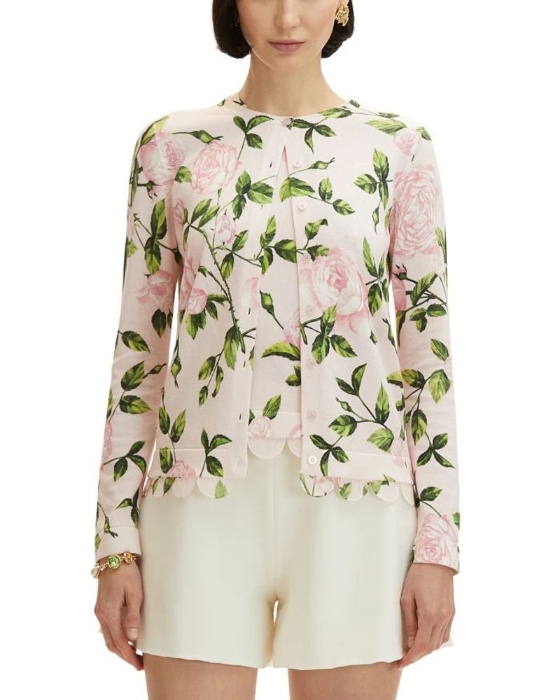 English Rose Print Cardigan