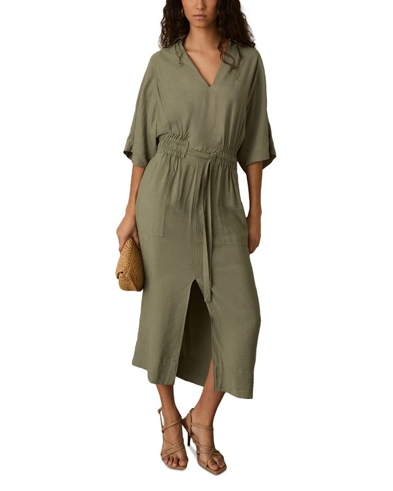 Petites Cecelia Shirred Waist Midi Dress