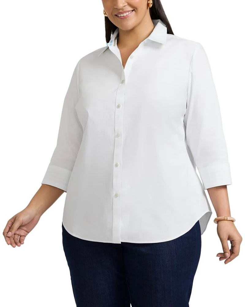 Margie 3/4 Sleeved Pinpoint Oxford Shirt